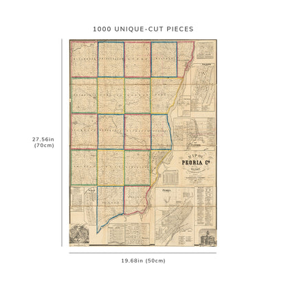 1000 Piece Jigsaw Puzzle: 1861 Map Illinois | Peoria | of Peoria Co. Illinois