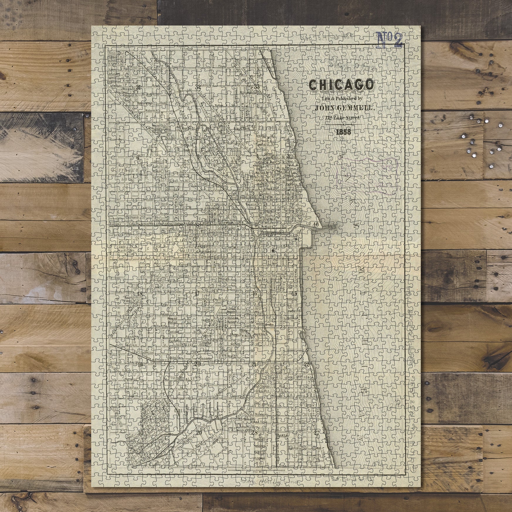 1000 Piece Jigsaw Puzzle 1858 Map | Chicago