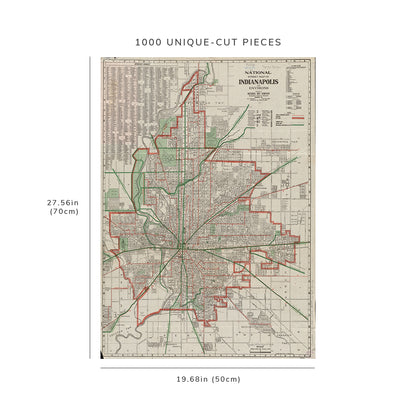 1000 Piece Jigsaw Puzzle: 1921 Map | National Map Company's indexed map of Indianapolis