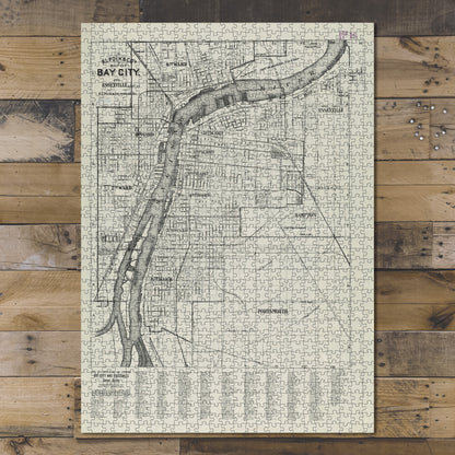 1000 Piece Jigsaw Puzzle 1921 Map Michigan | Bay | Bay City R.L. Polk & Co.'s of Bay