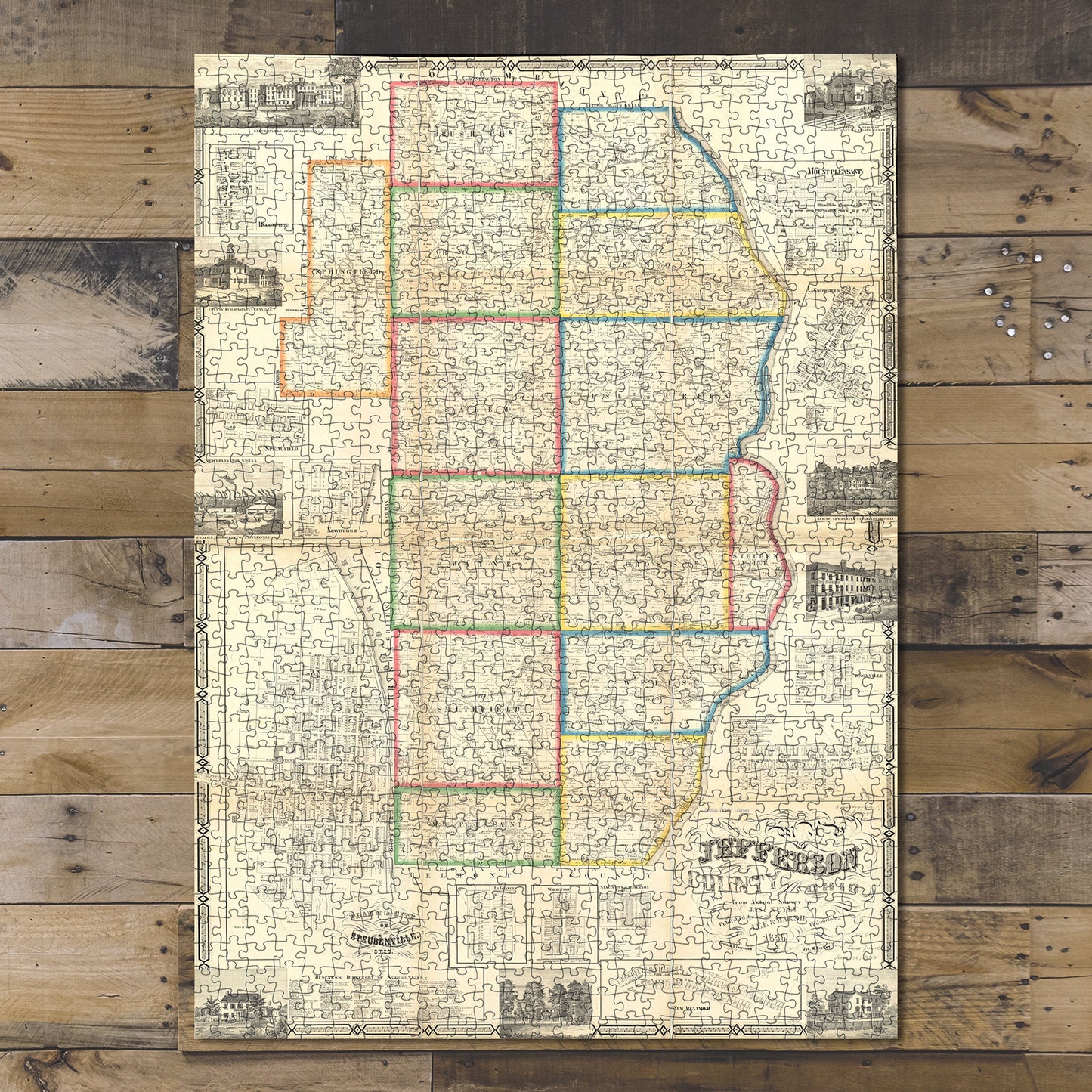 1000 Piece Jigsaw Puzzle 1856 Map Ohio | Jefferson | of Jefferson County, Ohio