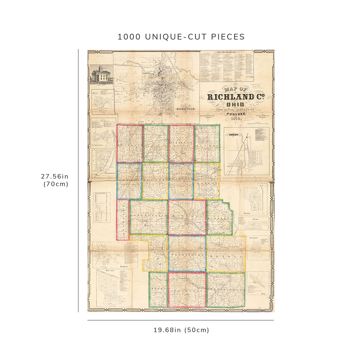 1000 Piece Jigsaw Puzzle: 1856 Map Ohio | Richland | of Richland Co. Ohio