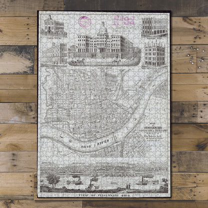 1000 Piece Jigsaw Puzzle 1850–1859 Map Ohio | Hamilton | Newport of Cincinnati