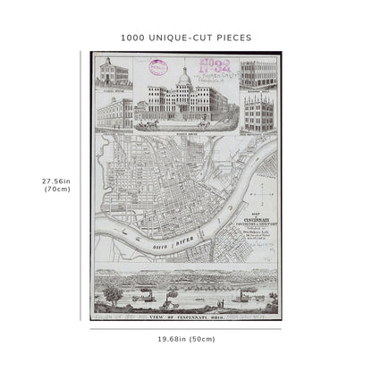 1000 Piece Jigsaw Puzzle: 1850–1859 Map Ohio | Hamilton | Newport of Cincinnati