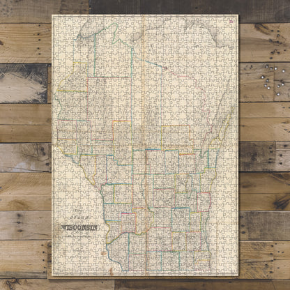 1000 Piece Jigsaw Puzzle 1857 Map Wisconsin The state of Wisconsin Shows mines, meander