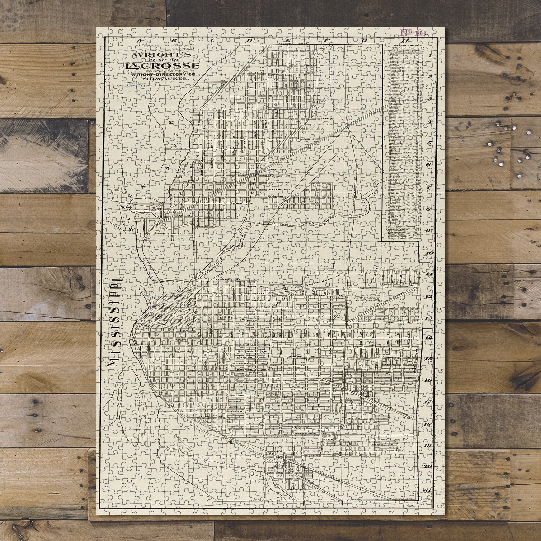 1000 Piece Jigsaw Puzzle 1915 Map Wisconsin | La Crosse | La Crosse Wright's