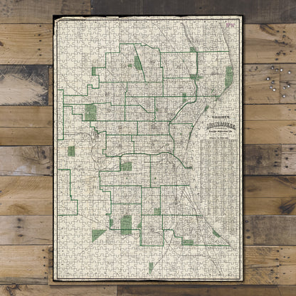 1000 Piece Jigsaw Puzzle 1909 Map Wisconsin | Milwaukee | Milwaukee Wright's of Milwauk