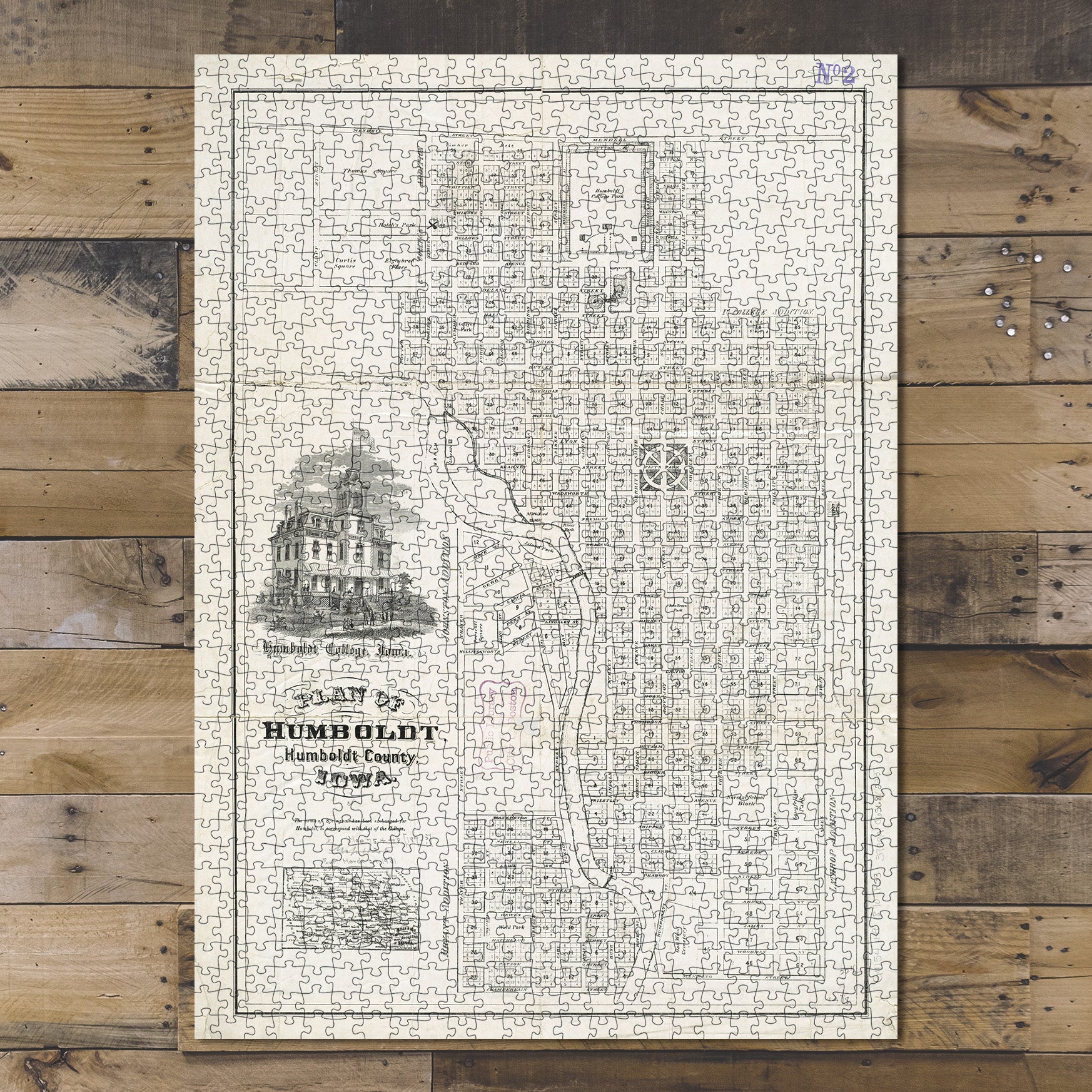 1000 Piece Jigsaw Puzzle 1870–1879 Map | Plan of Humboldt, Humboldt County, Iowa