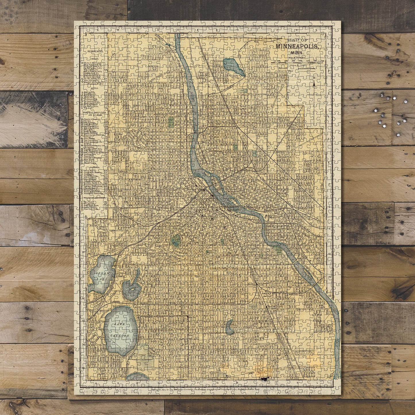 1000 Piece Jigsaw Puzzle 1895 Map Minnesota | Hennepin | Minneapolis of Minneapolis