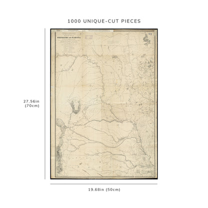 1000 Piece Jigsaw Puzzle: 1858 Map North Dakota | South Dakota | Nebraska | Northwestern