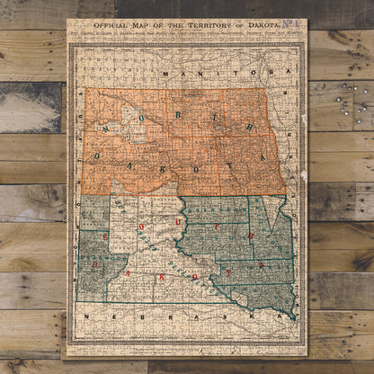 1000 Piece Jigsaw Puzzle 1886 Map North Dakota | South Dakota Official of the territory