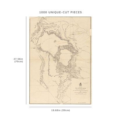 1000 Piece Jigsaw Puzzle: 1874 Map South Dakota | Black Hills (mountain) of the Black Hi