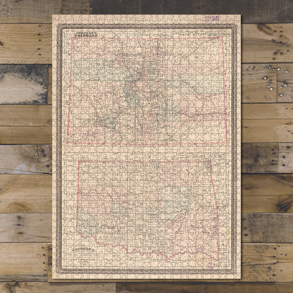 1000 Piece Jigsaw Puzzle 1880 Map Colorado | Oklahoma Johnson's Colorado