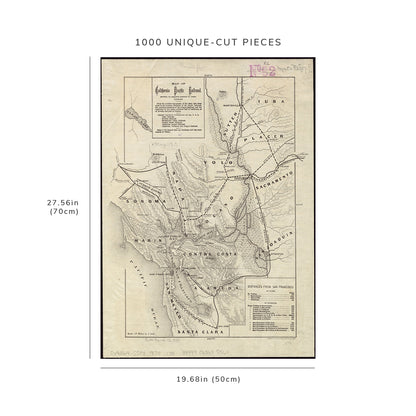 1000 Piece Jigsaw Puzzle: 1870–1879 Map California | San Francisco | of California Pacif