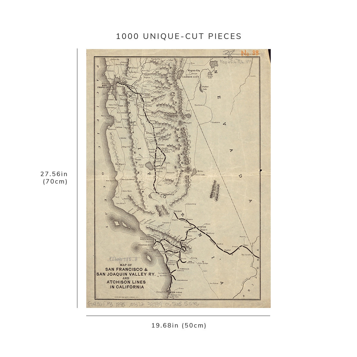 1000 Piece Jigsaw Puzzle: 1890–1899 Map California of San Francisco & San Joaquin Valley