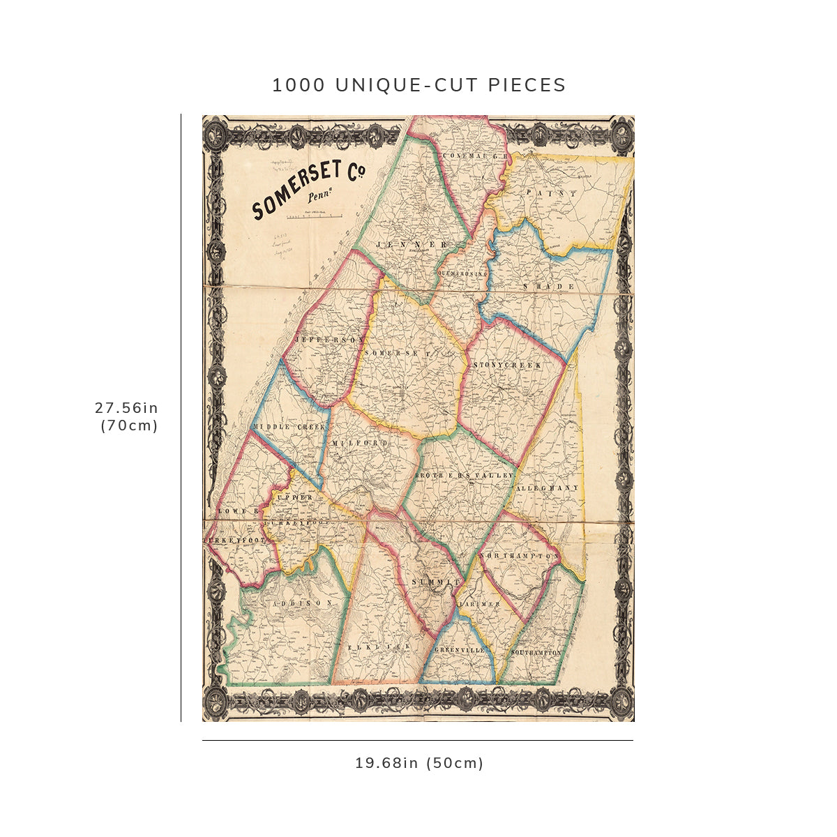 1000 Piece Jigsaw Puzzle: 1860–1869 Map Pennsylvania | Somerset | Somerset Co.