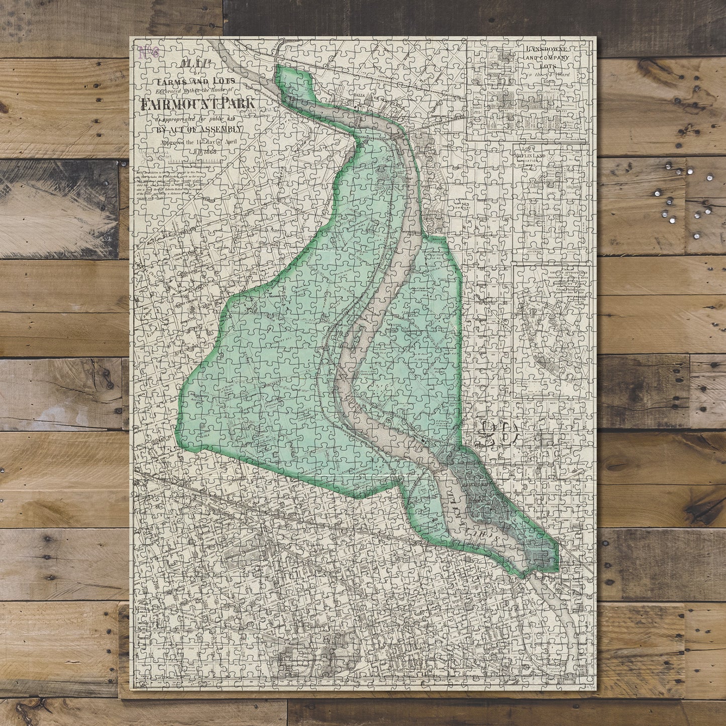 1000 Piece Jigsaw Puzzle 1868 Map Pennsylvania | Philadelphia | Philadelphia | Fairmoun