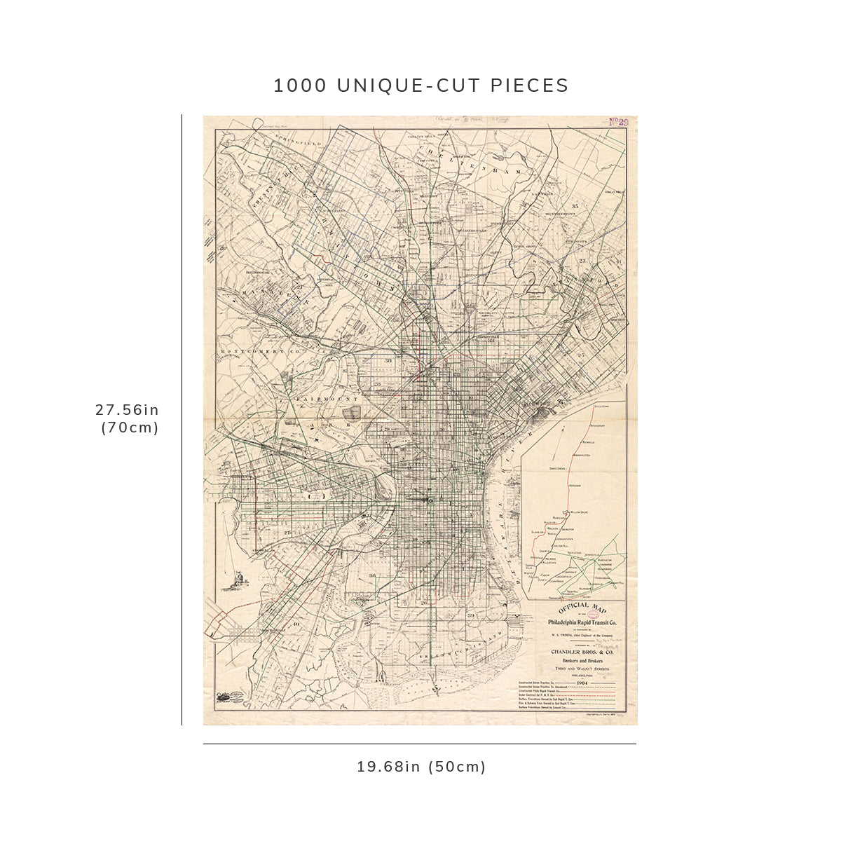 1000 Piece Jigsaw Puzzle: 1904 Map Pennsylvania | Philadelphia | Philadelphia Official