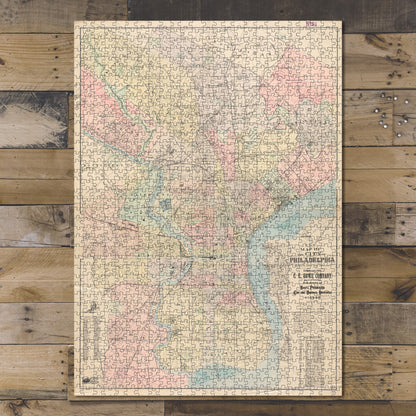 1000 Piece Jigsaw Puzzle 1908 Map Pennsylvania | Philadelphia | Philadelphia