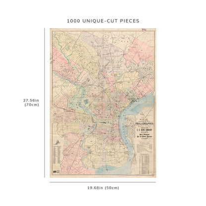 1000 Piece Jigsaw Puzzle: 1908 Map Pennsylvania | Philadelphia | Philadelphia