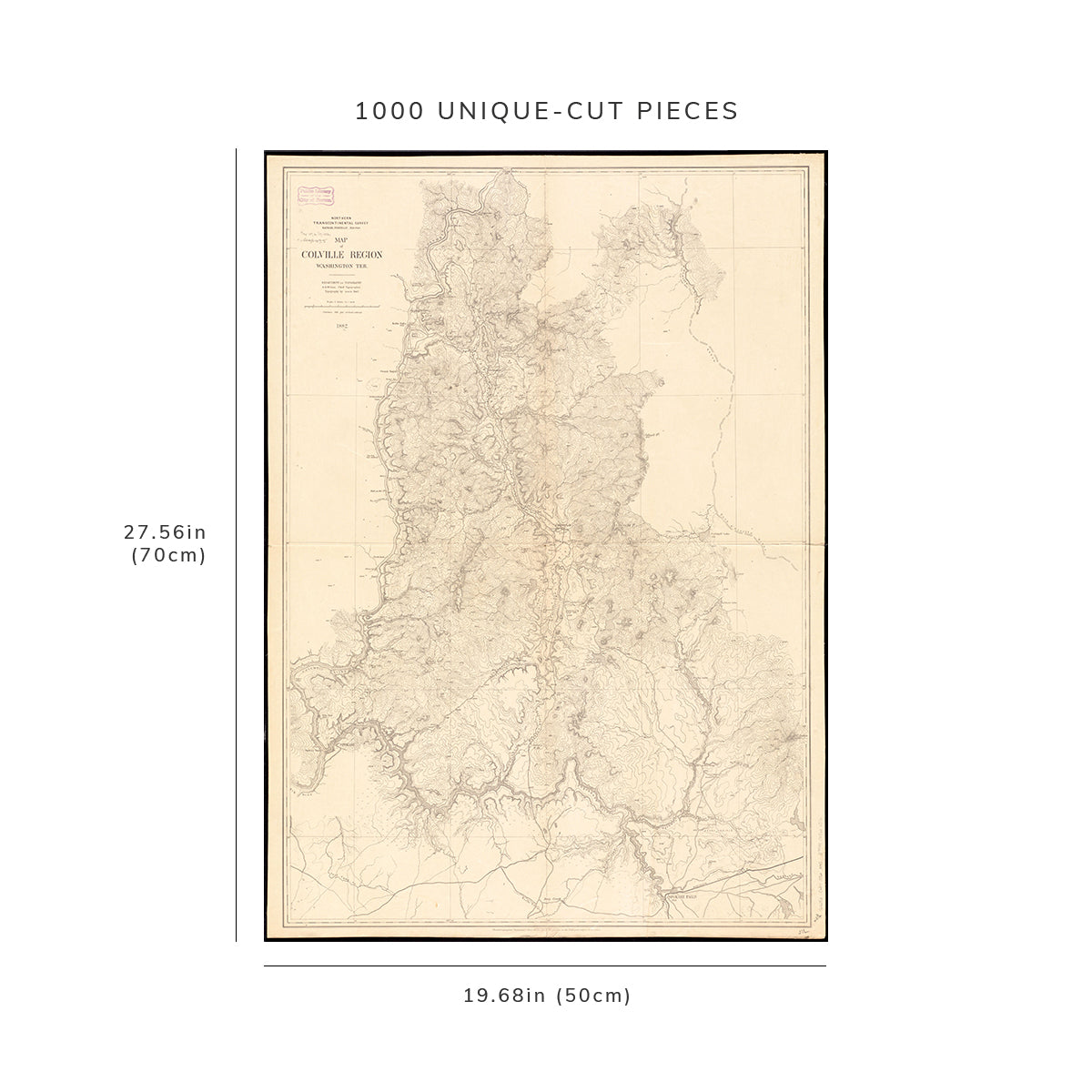 1000 Piece Jigsaw Puzzle: 1882 Map Washington | Stevens Colville (river) of Colville Reg