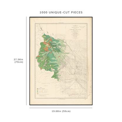 1000 Piece Jigsaw Puzzle: 1883 Map Washington | Yakima (river) | Forest of the Yakima Re