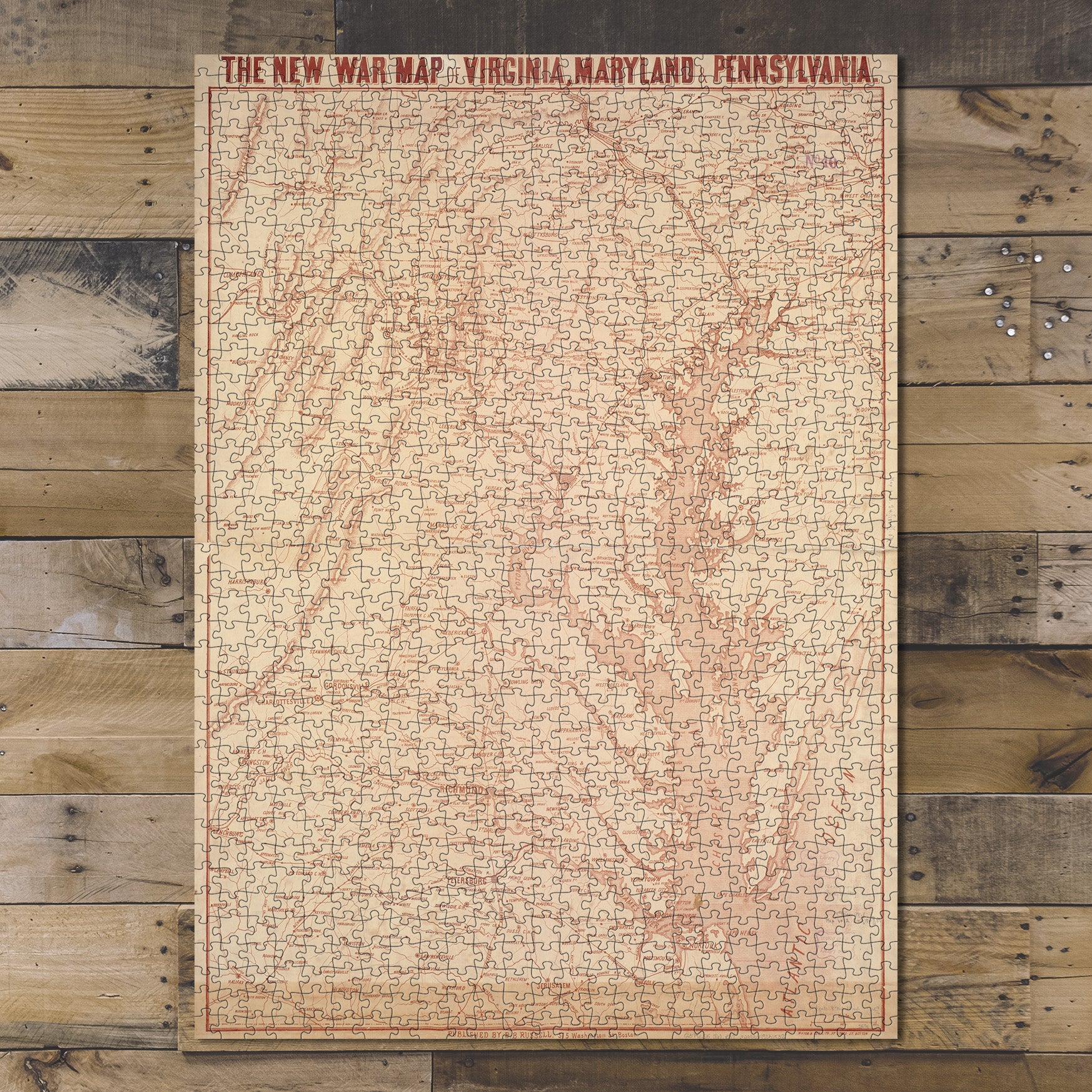 1000 Piece Jigsaw Puzzle 1860–1869 Map Pennsylvania | Middle Atlantic | Chesapeake Bay