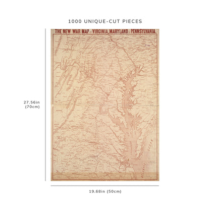 1000 Piece Jigsaw Puzzle: 1860–1869 Map Pennsylvania | Middle Atlantic | Chesapeake Bay