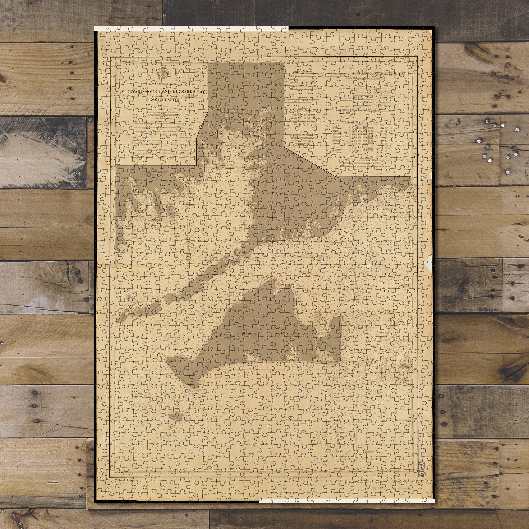 1000 Piece Jigsaw Puzzle 1895 Map | Vineyard Sound Buzzards Bay MA | Coast Chart Map