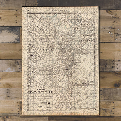 1000 Piece Jigsaw Puzzle 1888 Map of Boston | Freight and passenger deports