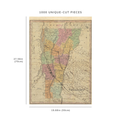 1000 Piece Jigsaw Puzzle: 1824–1834 Map of Vermont Relief shown pictorially