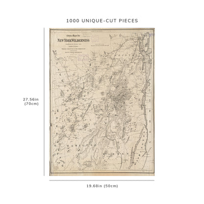 1000 Piece Jigsaw Puzzle: 1869 Map New York | Adirondack Mountains | Colton's Map
