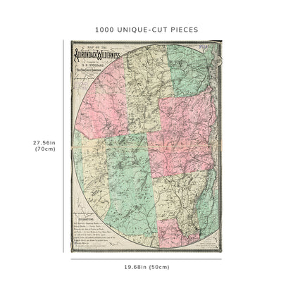 1000 Piece Jigsaw Puzzle: 1888 Map New York | Adirondack Mountains