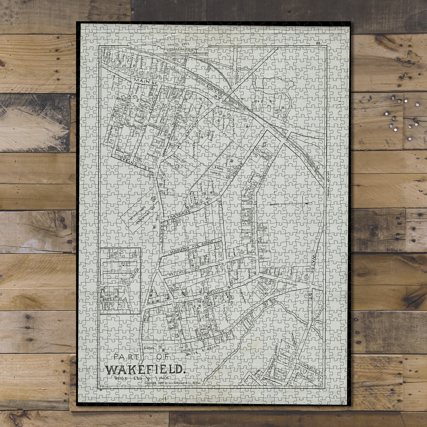1000 Piece Jigsaw Puzzle 1889 Map | Middlesex | Part of Wakefield Massachusetts