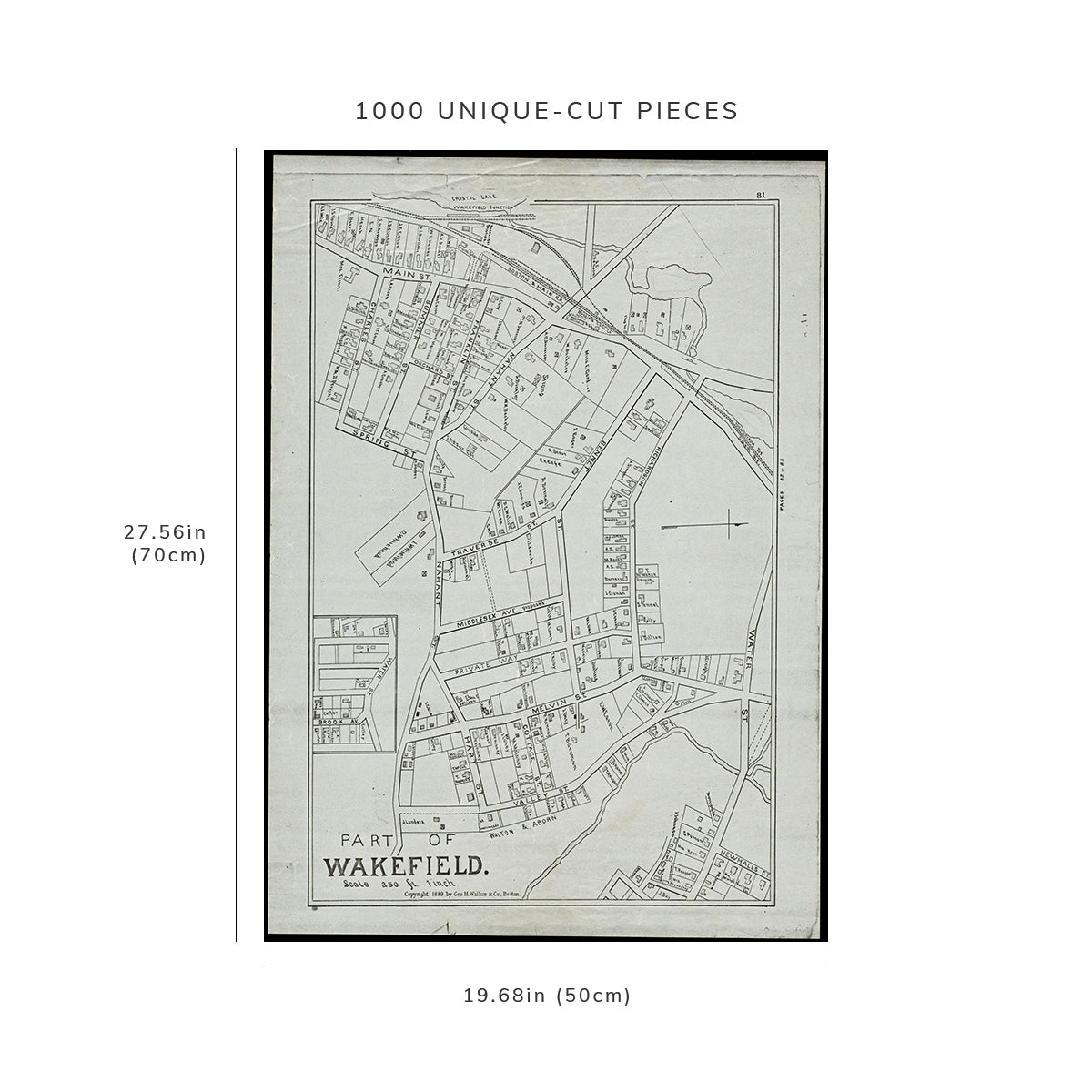 1000 Piece Jigsaw Puzzle: 1889 Map | Middlesex | Part of Wakefield Massachusetts