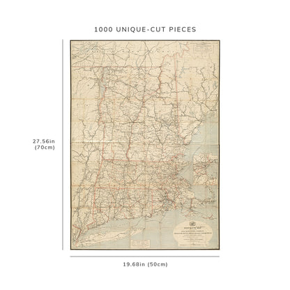 1000 Piece Jigsaw Puzzle: 1891 Map New England New Hampshire and other Post routes