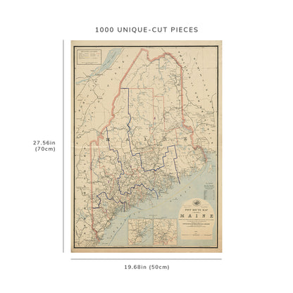 1000 Piece Jigsaw Puzzle: 1888 Map of the State of Maine Post route