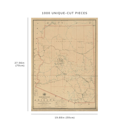 1000 Piece Jigsaw Puzzle: 1903 Map Arizona Post route of the territory of Arizona