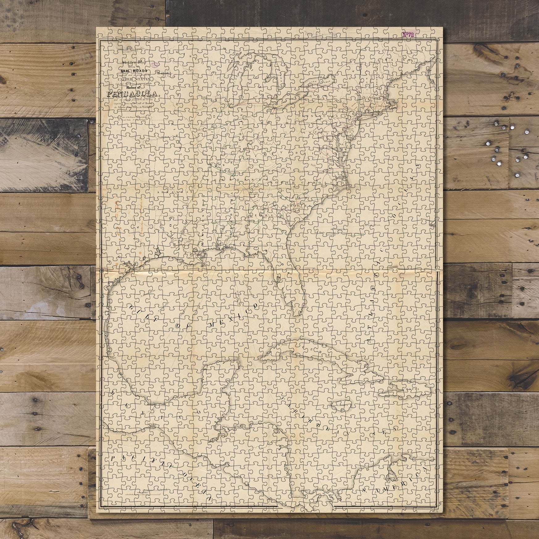 1000 Piece Jigsaw Puzzle 1848 Map | Skeleton map showing the rail roads completed 