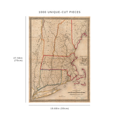 1000 Piece Jigsaw Puzzle: 1849 Map | Rail road map of New England & eastern New York