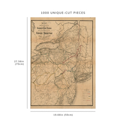 1000 Piece Jigsaw Puzzle: 1870–1879 Map New England | Middle Atlantic showing the lines