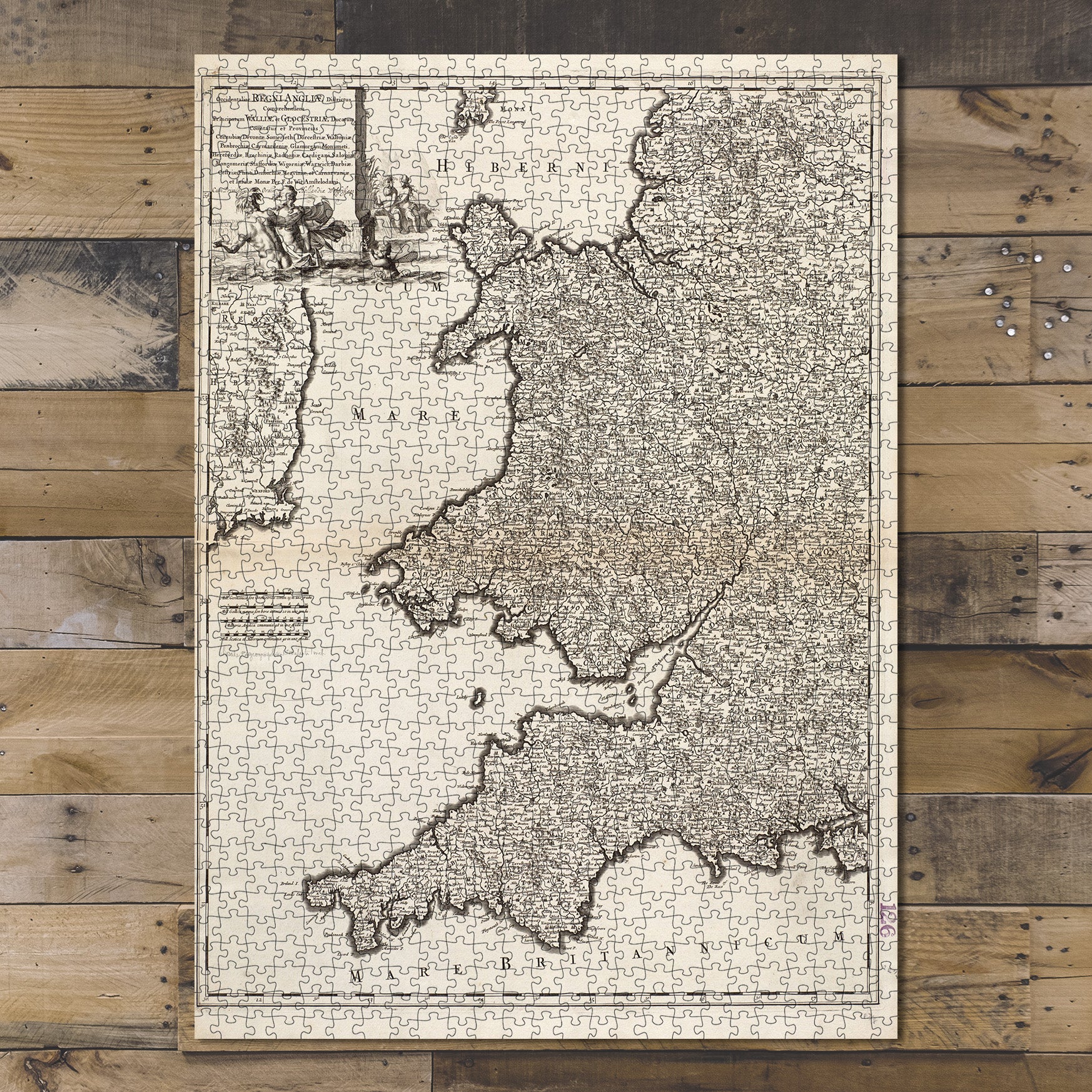 1000 Piece Jigsaw Puzzle 1688 Map United Kingdom Occidentalior Regni Angliae districtus