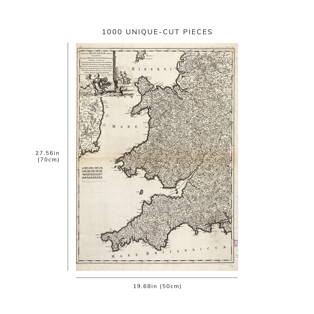 1000 Piece Jigsaw Puzzle: 1688 Map United Kingdom Occidentalior Regni Angliae districtus