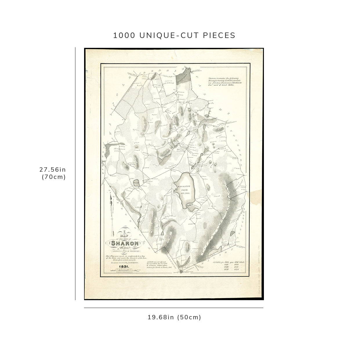 1000 Piece Jigsaw Puzzle: 1831 Map | Norfolk | Sharon of the town of Sharon