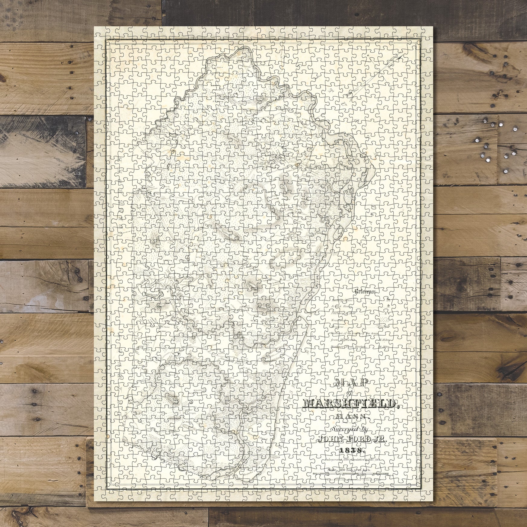 1000 Piece Jigsaw Puzzle 1838 Map | Map of Marshfield, Mass Shows buildings 
