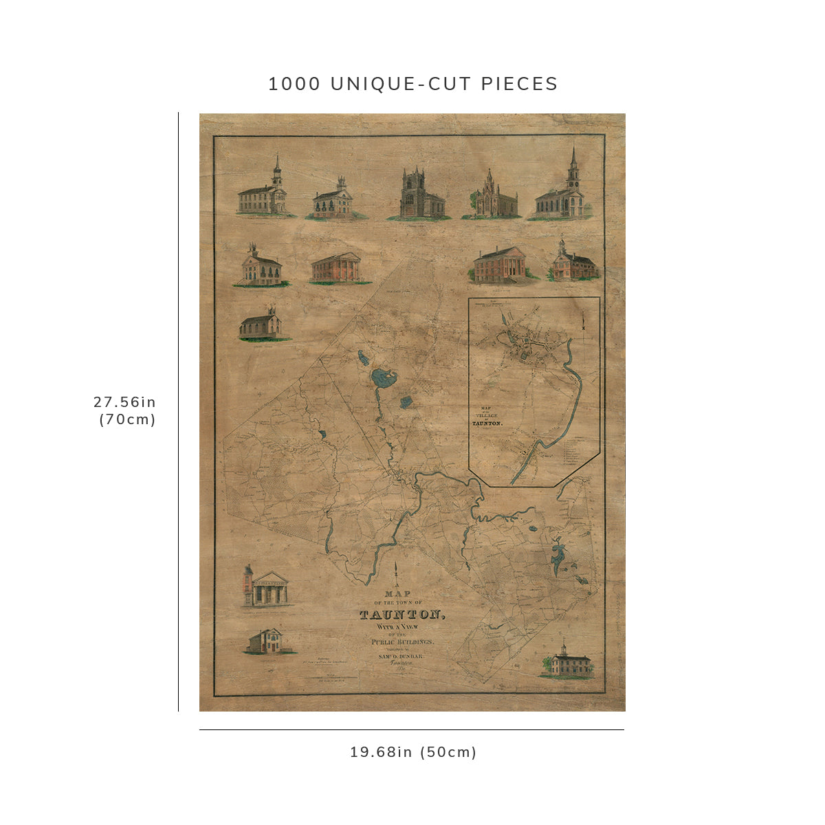 1000 Piece Jigsaw Puzzle: 1836 Map | Bristol | Taunton of the town of Taunton