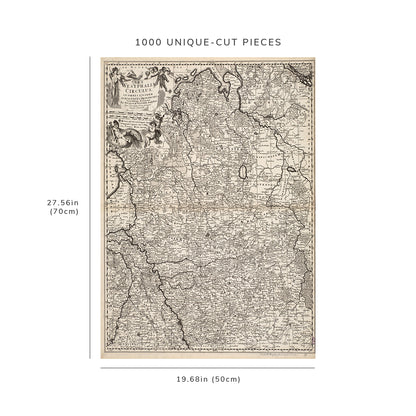 1000 Piece Jigsaw Puzzle: 1689 Map Germany | North Rhine-Westphalia | Germany
