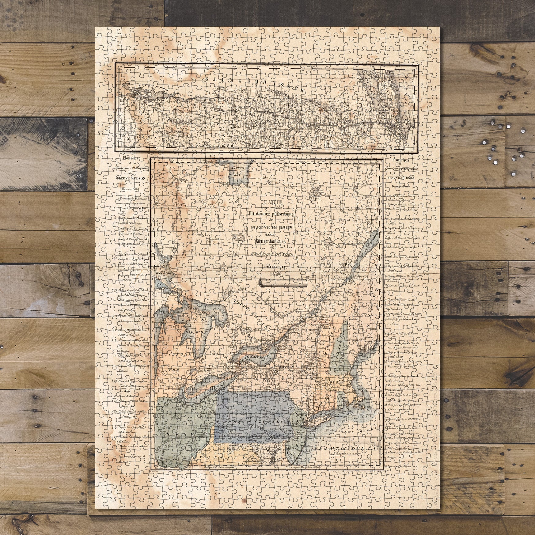 1000 Piece Jigsaw Puzzle 1828–1829 Map Hudson River Carte pour servir a? l'itine?raire