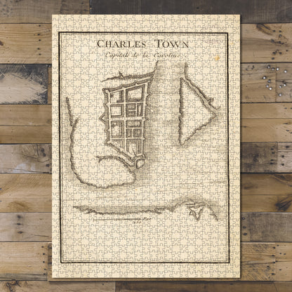 1000 Piece Jigsaw Puzzle 1755 Map South Carolina | Charleston | Charleston Charles-town