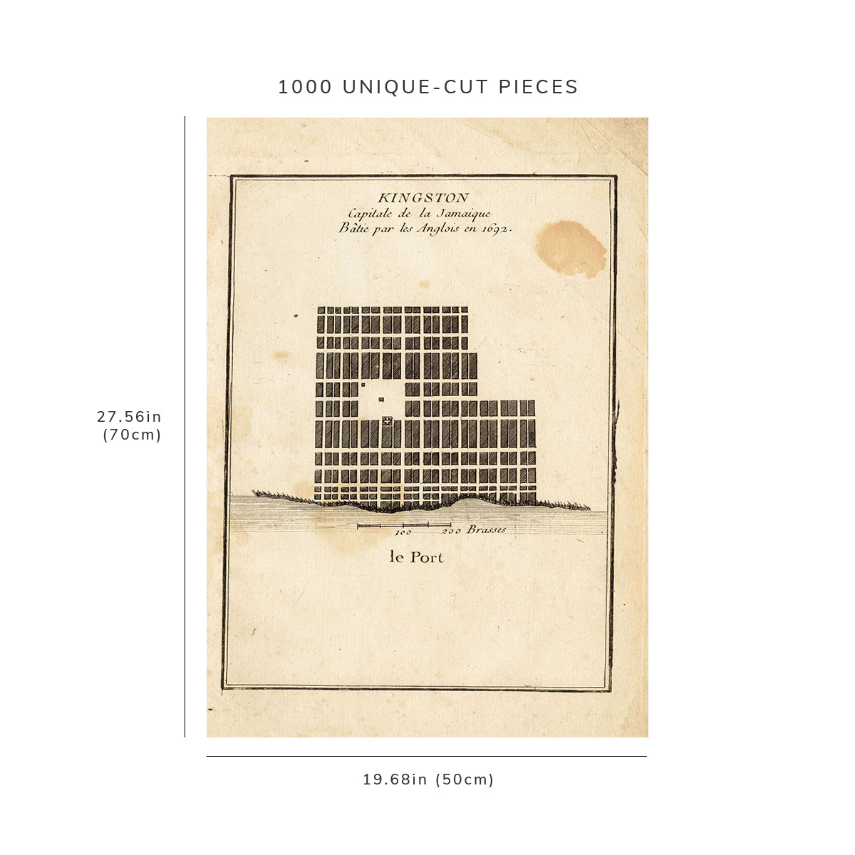1000 Piece Jigsaw Puzzle: 1755 Map Jamaica | Surrey | Kingston Kingston, capitale